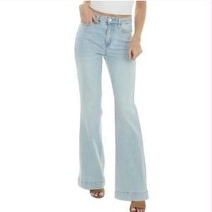 NWT Judy Blue Cadence High Waist Braided Wide Leg Jeans Light Wash 18W